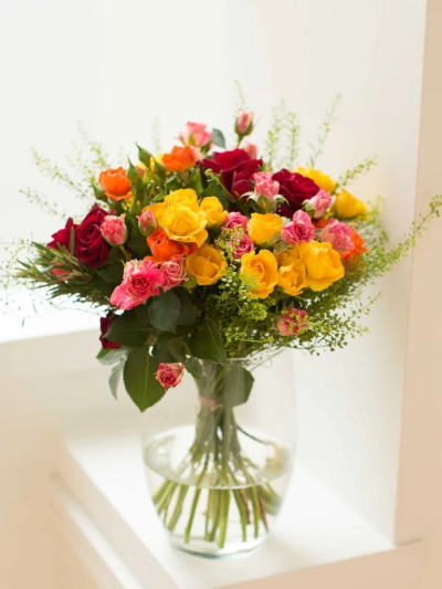 Bubblelicious - This bubbling Blooming flower arrangement comes with the vase included. It's the ultimate spring flower gift to receive anytime!

The image shows Large Size

Please note: for seasonal and other supply reasons, we may occasionally substitute some of the blooms shown in the image. We will always try to be true to the bouquet's colour coordination, style, and shape and guarantee to give you the full value paid. If you have any queries, please email or call us and we would be delighted to confirm availability and explain alternatives. See the 'Contact Us' section.