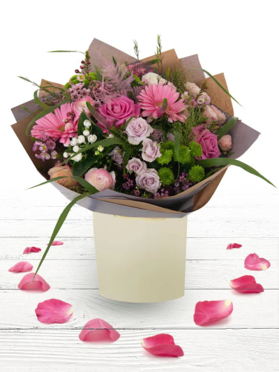 Edel’s Touch - This classical stylish collection of flowers make this hand tied the perfect gift. Professionally arranged and delivered by Go Dutch. Available for same-day delivery when ordered before 2 pm.

Fine Print: Pictures shown are recent examples of an actual arrangement that were designed by talented florists and later sent out to a customer just like you! Please note that each individual florist cannot guarantee what the flower varieties or colours will be, they do guarantee that your specific arrangement will be fresh, beautiful and that your recipient will love it!