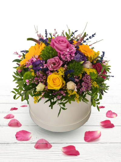 Mother’s Pride - This classical stylish collection of flowers make this hand tied the perfect gift. Professionally arranged and delivered by Go Dutch. Available for same-day delivery when ordered before 2 pm.

Fine Print: Pictures shown are recent examples of an actual arrangement that were designed by talented florists and later sent out to a customer just like you! Please note that each individual florist cannot guarantee what the flower varieties or colours will be, they do guarantee that your specific arrangement will be fresh, beautiful and that your recipient will love it!