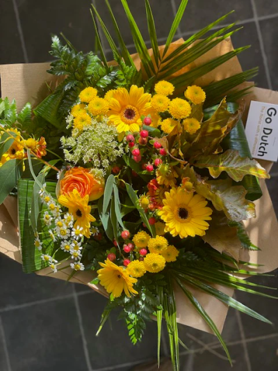 Summer Sunrise Bouquet - This exclusive Summer Sunrise Bouquet combines with a beautiful set of flowers. The freshness and quality show what our fresh flowers are known for.

The image shows a Large Size

Please note: for seasonal and other supply reasons, we may occasionally substitute some of the blooms shown in the image. We will always try to be true to the bouquet's colour coordination, style, and shape and guarantee to give you the full value paid. If you have any queries, please email or call us and we would be delighted to confirm availability and explain alternatives. See the 'Contact Us' section.