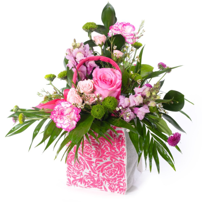A Little Bit Lovely - Fresh, fun, and full of charm — A Little Bit Lovely is a joyful mix of soft pink tones and lively greens, beautifully presented in a jute bag. Playful yet elegant, it’s a bright burst of happiness in floral form.